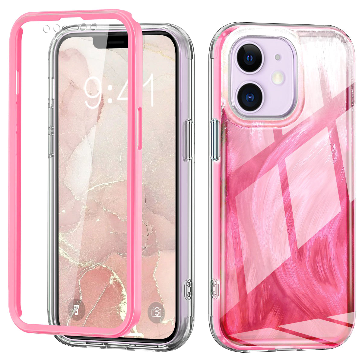 For iPhone 11 Feather Pattern Case Gradient PC+TPU Protective Phone Cover with Screen Protector For iPhone 11 Feather Pattern Case Gradient PC+TPU Protective Phone Cover with Screen Protector